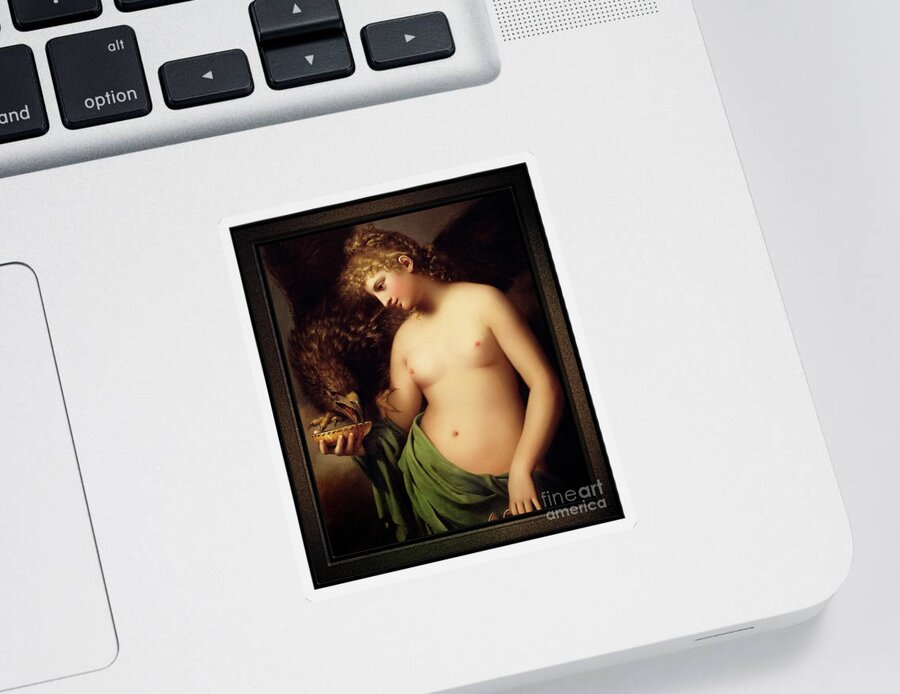 Hebe Sticker featuring the painting Hebe Offering Cup to Jupiter by Gaspare Landi Fine Art Old Masters Reproduction by Rolando Burbon