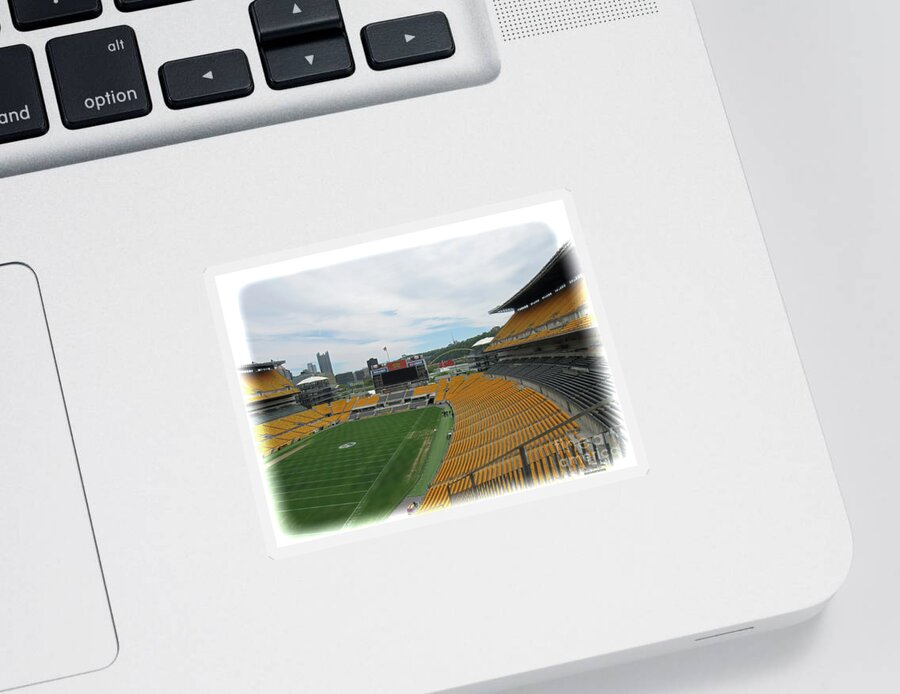 Heinz Stadium Sticker featuring the photograph Heinz Stadium with Pittsburgh Skyline by Roberta Byram