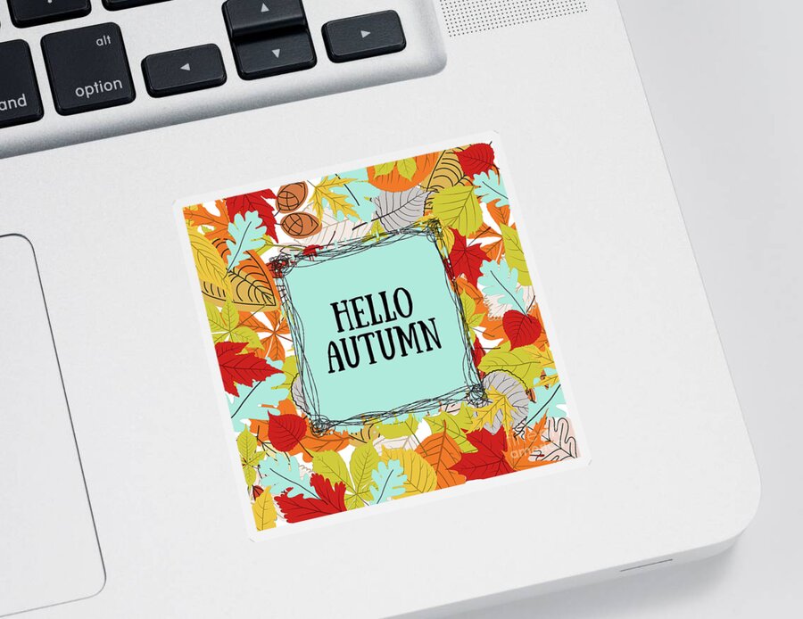 Autumn Leaves Sticker featuring the mixed media Hello Autumn by Tina LeCour