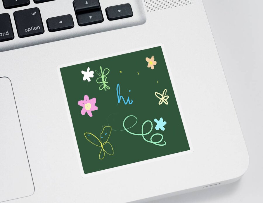 Flowers Sticker featuring the digital art Hello Garden by Ashley Rice