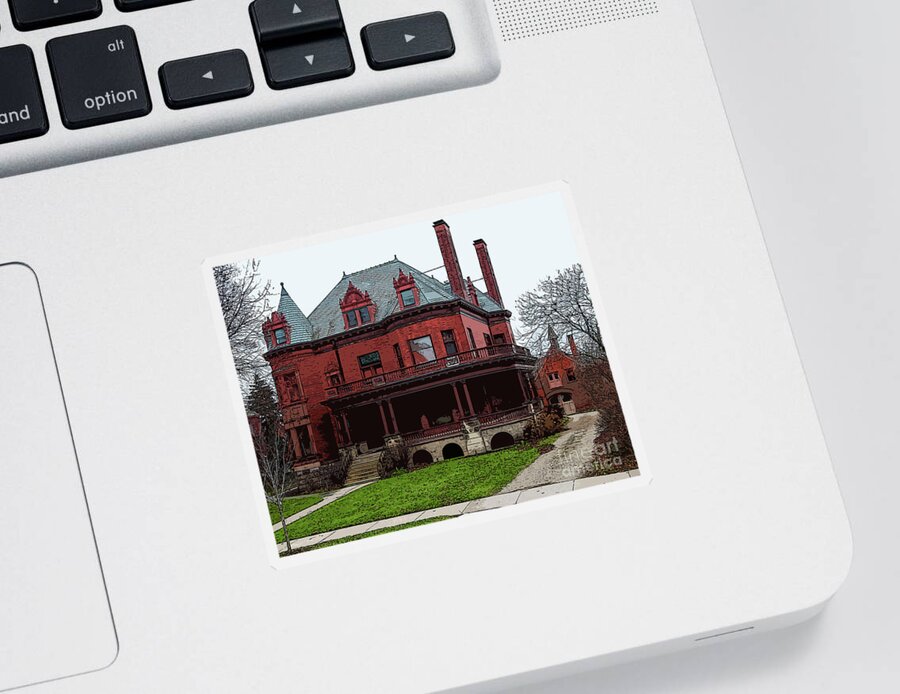 Mansions Sticker featuring the digital art Heritage Hill Red House by Kirt Tisdale