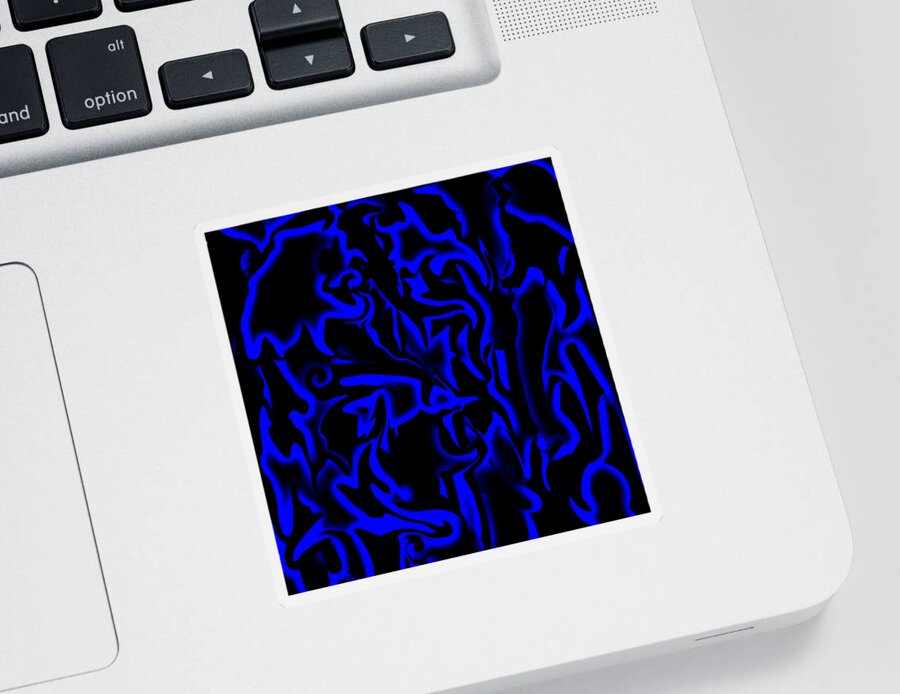 Abstract Art Sticker featuring the digital art Hidden Blue Bird by Ronald Mills