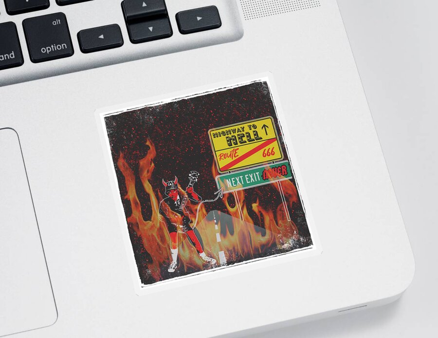 Acdc Sticker featuring the digital art Highway To Hell by Christina Rick
