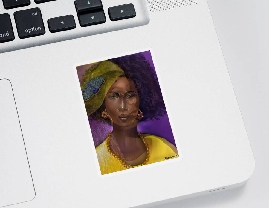 Oshun Goddess Sticker featuring the digital art Hija de Oshun by Carmen Cordova
