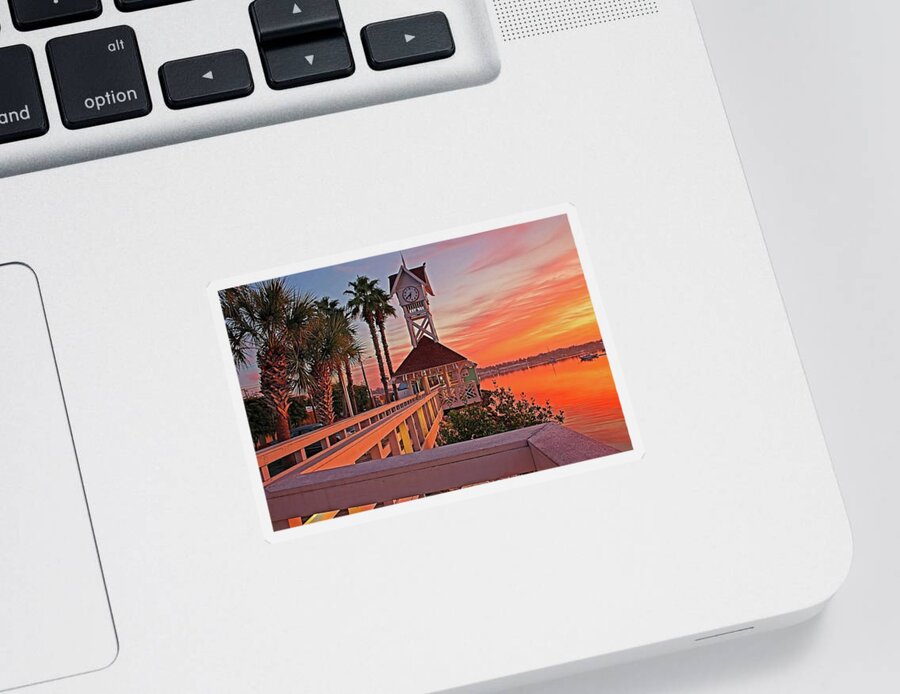 Bridge Street Pier Sticker featuring the photograph Historic Bridge Street Pier Sunrise by HH Photography of Florida