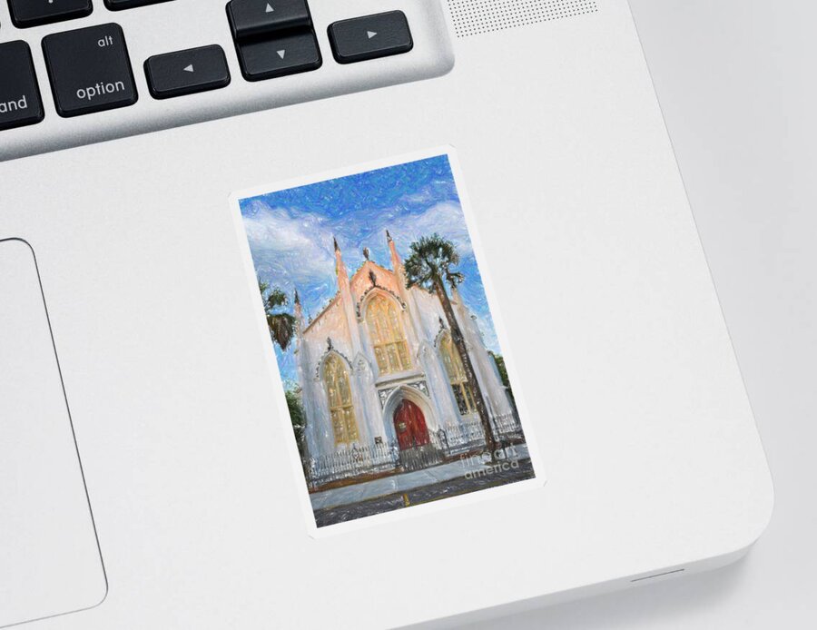French Huguenot Sticker featuring the photograph Historic Church in Charleston South Carolina by Dale Powell