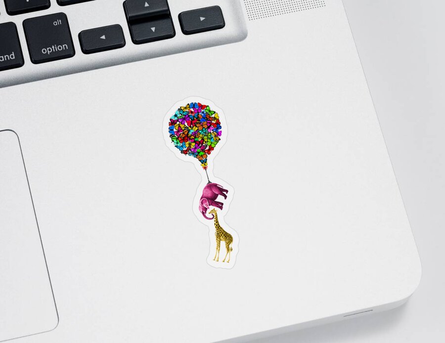 Elephant Sticker featuring the digital art Hold on tight by Madame Memento