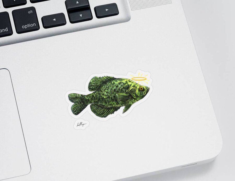 Haha Very Puny Sticker featuring the digital art Holy Crappie by David Burgess