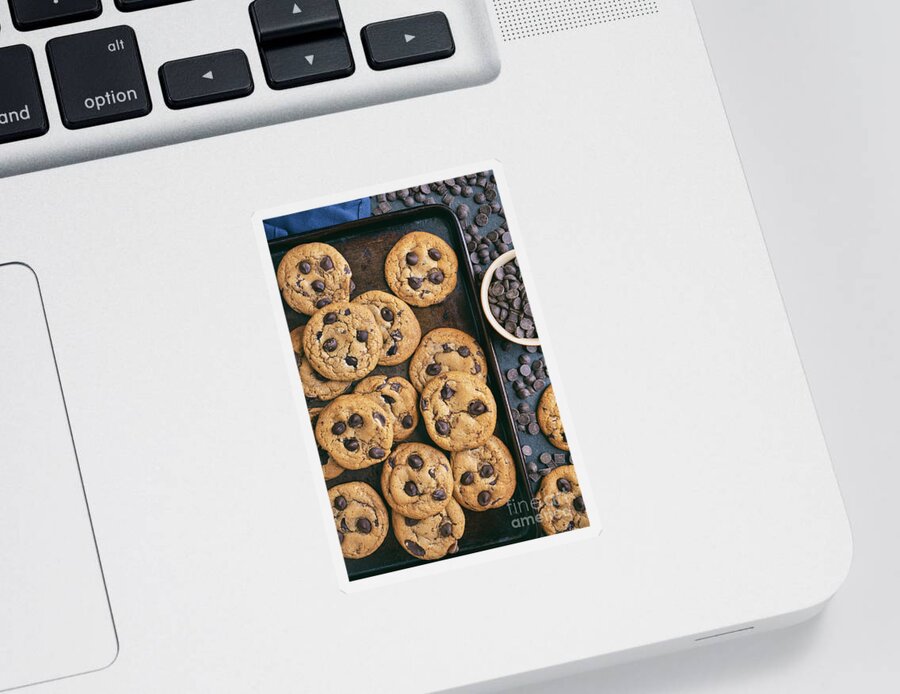 Chocolate Chip Cookies Sticker featuring the photograph Homemade Chocolate Chip Cookies by Tim Gainey