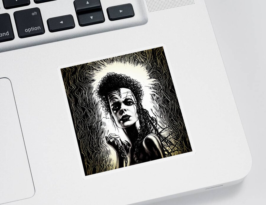 Bride Of Frankenstein Sticker featuring the mixed media Honeymoon Night by Bob Orsillo