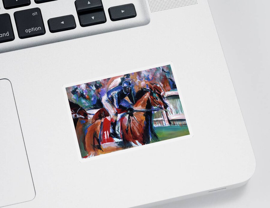 Kentucky Horse Racing Sticker featuring the painting Horse 11 by John Gholson