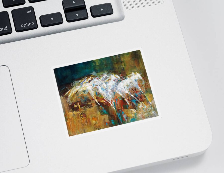 Abstract Sticker featuring the painting Horses West of Boulder by Frances Marino