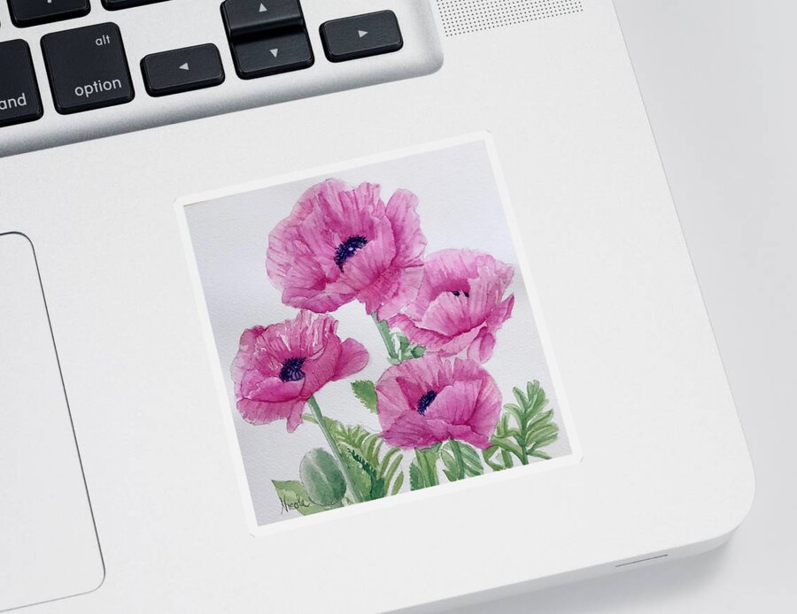 Poppy Sticker featuring the painting Hot Pink Poppies by Nicole Curreri