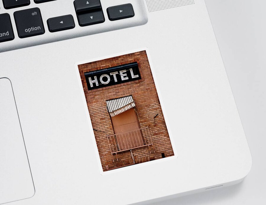 City Sticker featuring the photograph Hotel Shabby by Carmen Kern