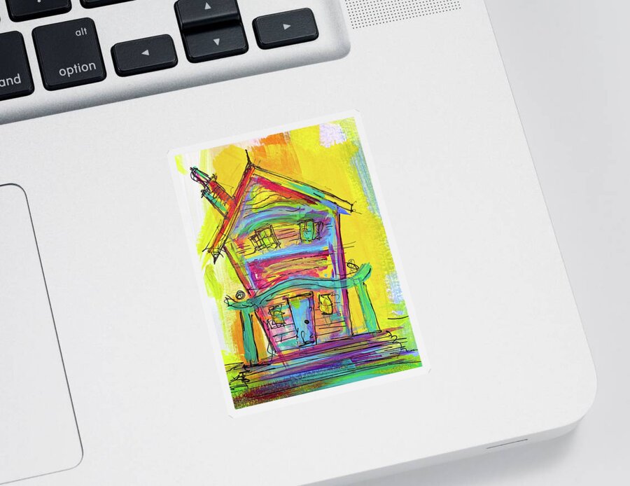 House Sticker featuring the mixed media House I by Jason Nicholas