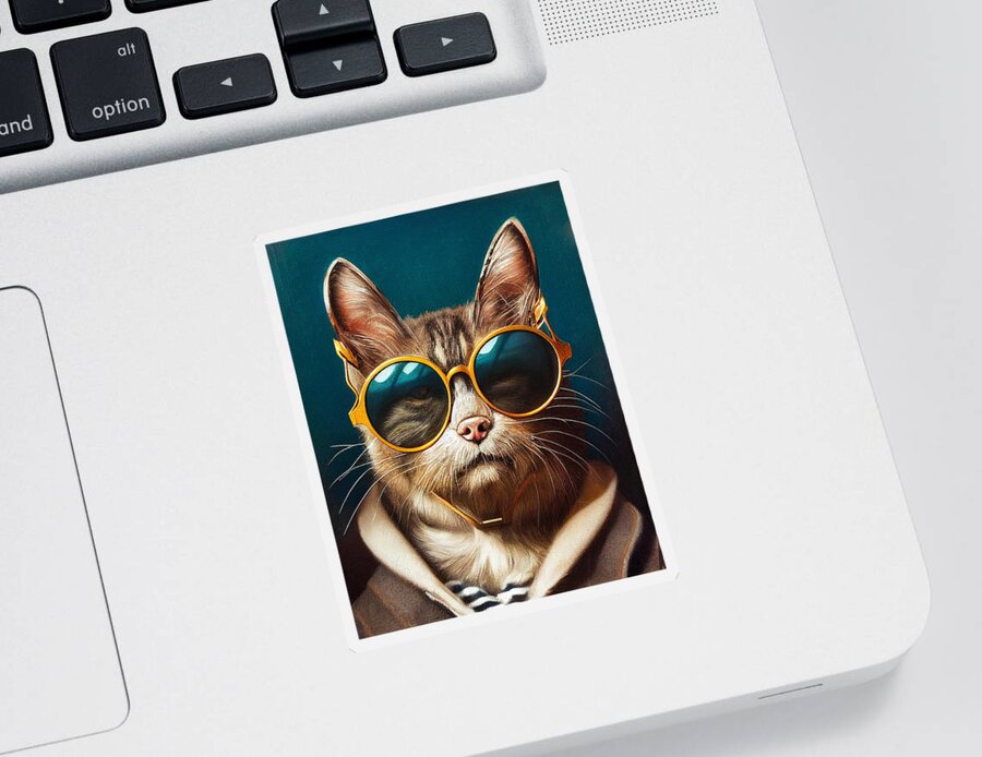 Huffs The Cat Sticker featuring the digital art Huffs The Cat by Craig Boehman