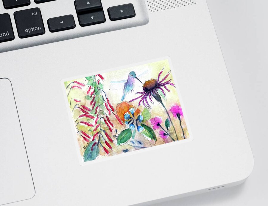 Loose Floral Sticker featuring the painting Hummingbird Garden by Roxy Rich