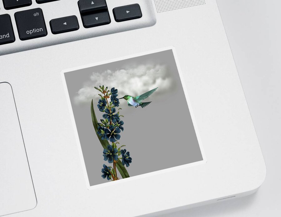 Hummingbird Sticker featuring the digital art Hummingbird in the Garden Pane 1 by David Dehner