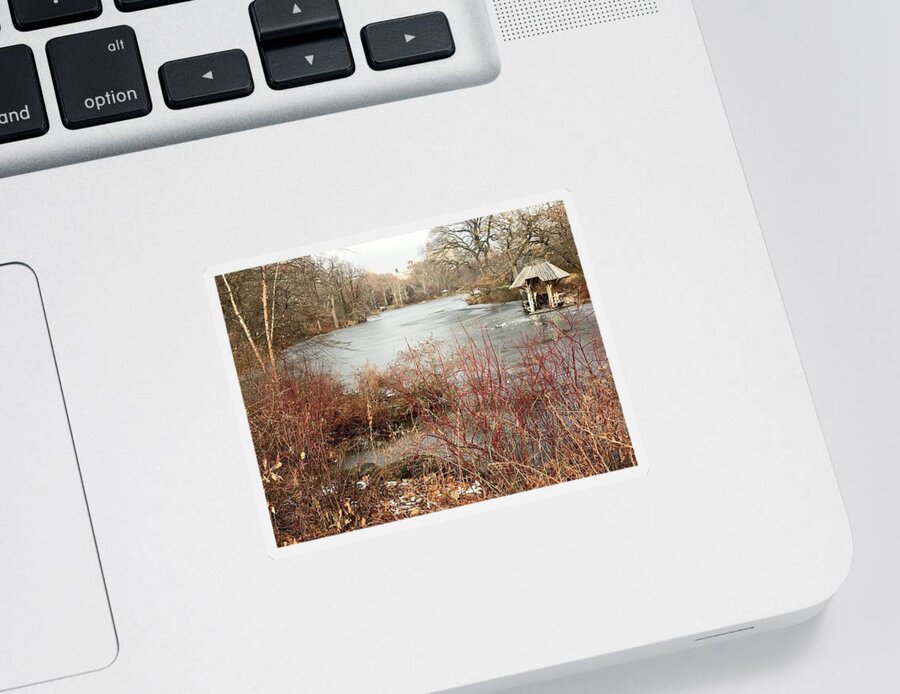 Sticker featuring the photograph Hut on The Lake by Judy Frisk