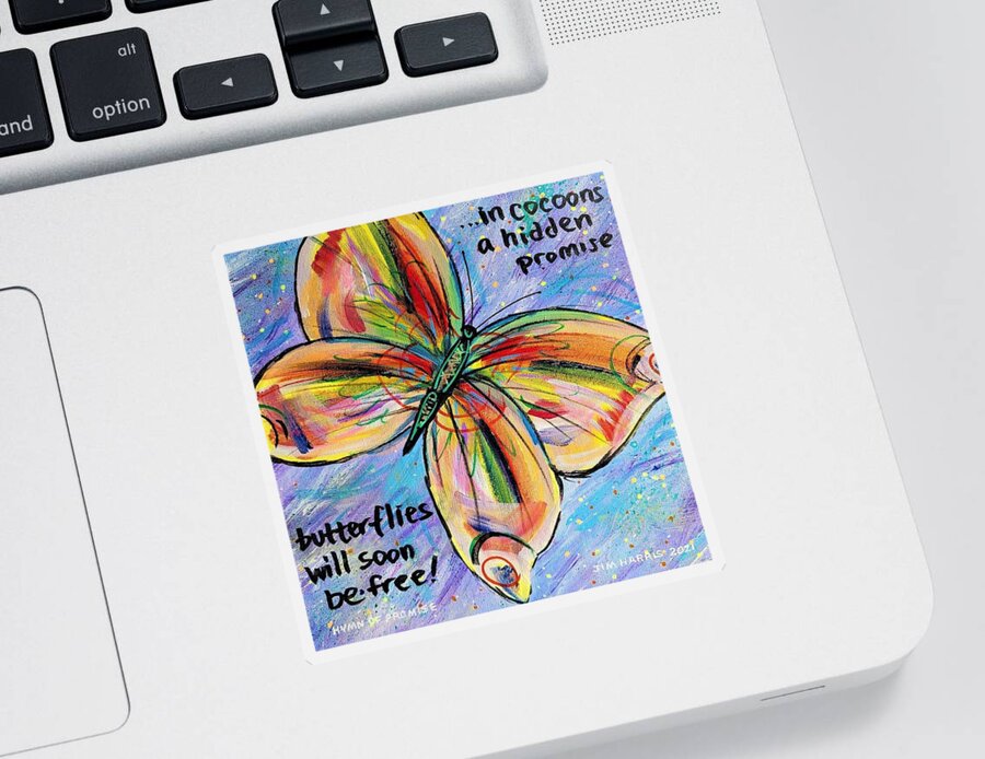 Butterfly Sticker featuring the painting Hymn of Promise by Jim Harris
