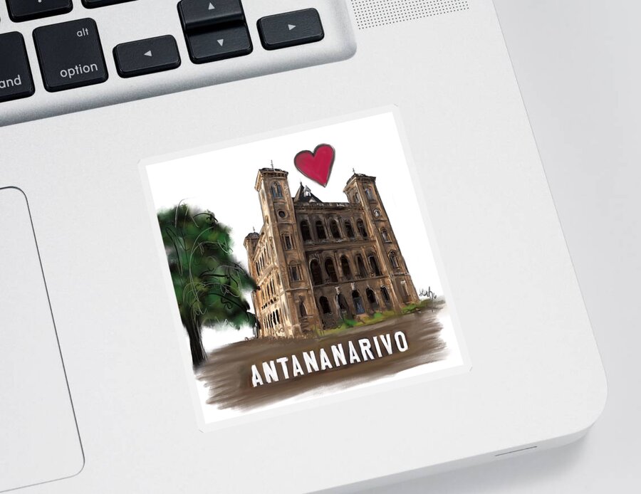 Antananarivo Sticker featuring the digital art I love Antananarivo by Sladjana Lazarevic