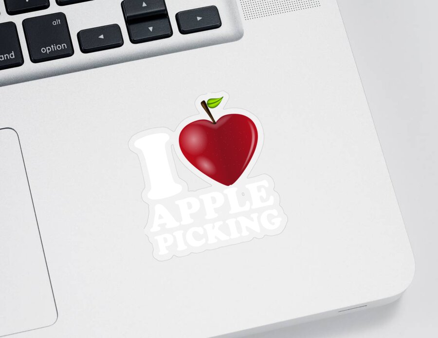 Apples Sticker featuring the digital art I Love Apple Picking Fall Season by Flippin Sweet Gear