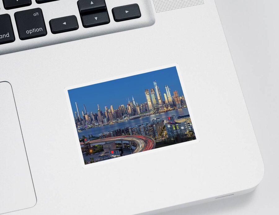 Nyc Skyline Sticker featuring the photograph I Love NYC Skyline by Susan Candelario