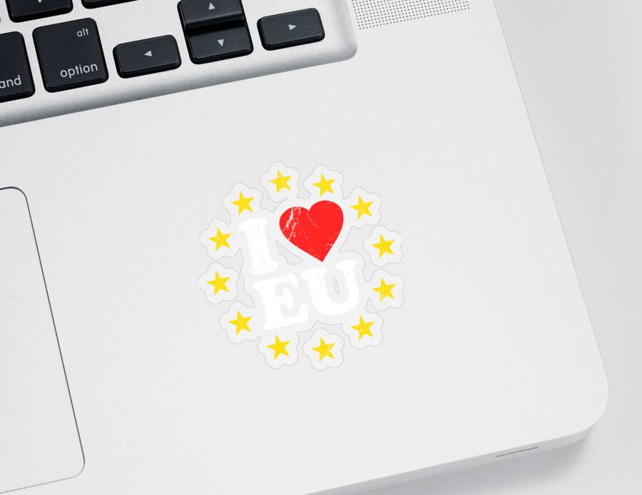 Funny Sticker featuring the digital art I Love The European Union EU by Flippin Sweet Gear