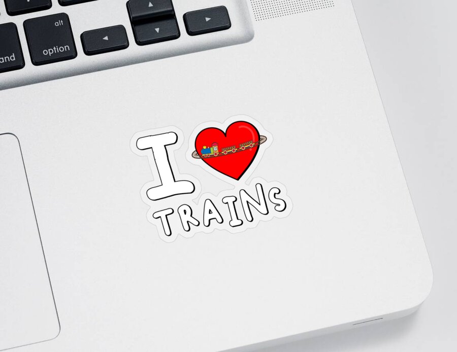 Funny Sticker featuring the digital art I Love Trains by Flippin Sweet Gear