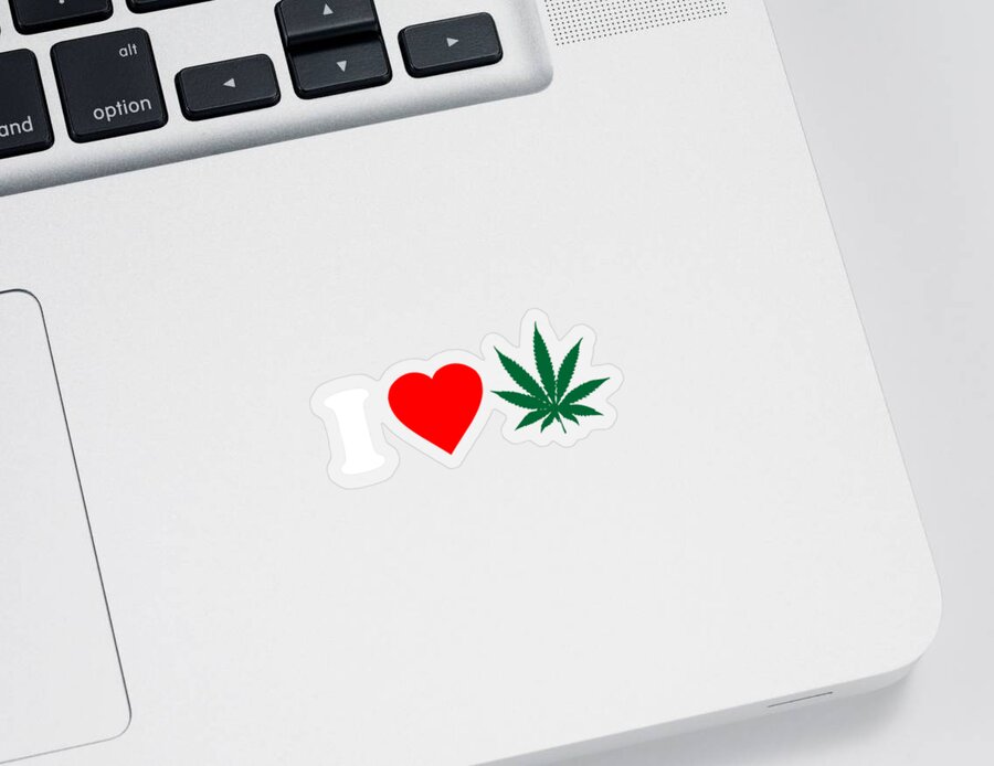 Funny Sticker featuring the digital art I Love Weed by Flippin Sweet Gear