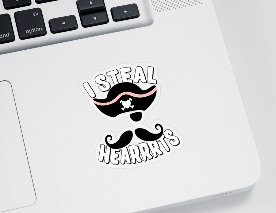 Cool Sticker featuring the digital art I Steal Hearrrts Valentines Pirate by Flippin Sweet Gear