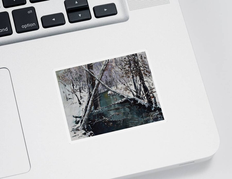 Snow Sticker featuring the painting Ice Cold Creek - Ellijay - N GA Mtns by Jan Dappen