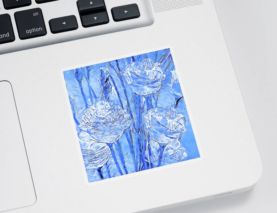 Lisianthus Sticker featuring the digital art Ice Lisianthus by Alex Mir