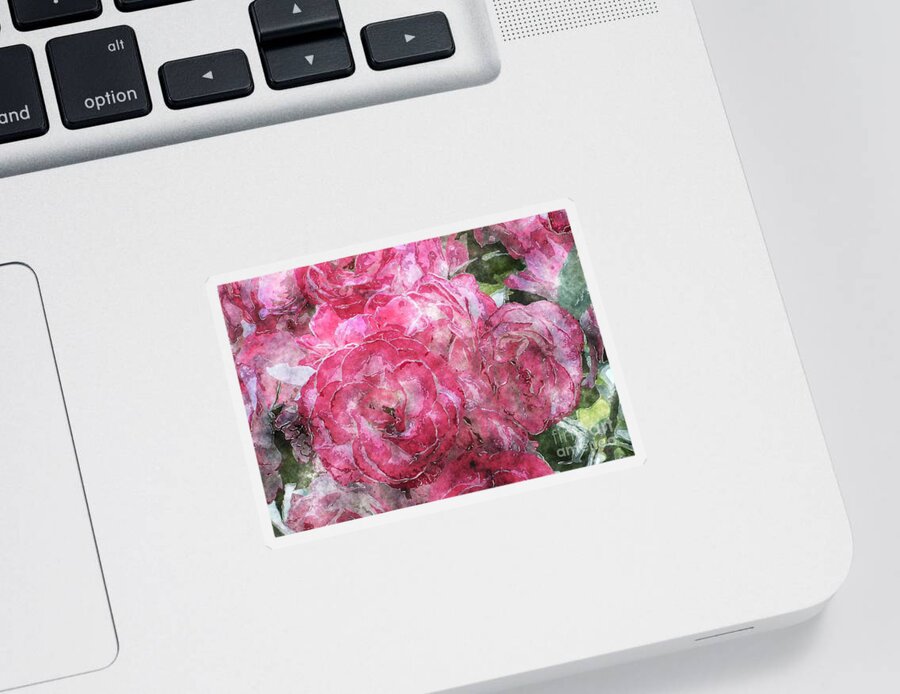 Roses Sticker featuring the photograph Iceberg Roses with Watercolor Effects by Sea Change Vibes
