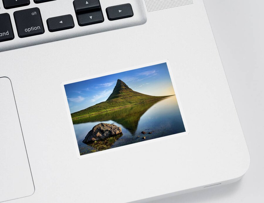 Iceland Sticker featuring the photograph Iceland - Kirkjufell mirrored by Olivier Parent
