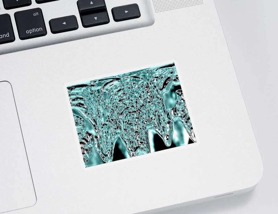 Abstract Art Sticker featuring the digital art Icicle Formation - Blue by Ronald Mills