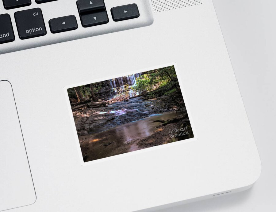 Waterfall Sticker featuring the photograph Idyllic Pool at Station Cove Falls by Amy Dundon