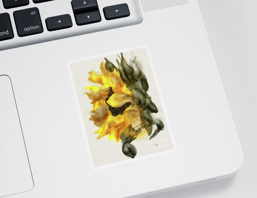 Sunflower Sticker featuring the digital art Sunflower In Profile by Lois Bryan