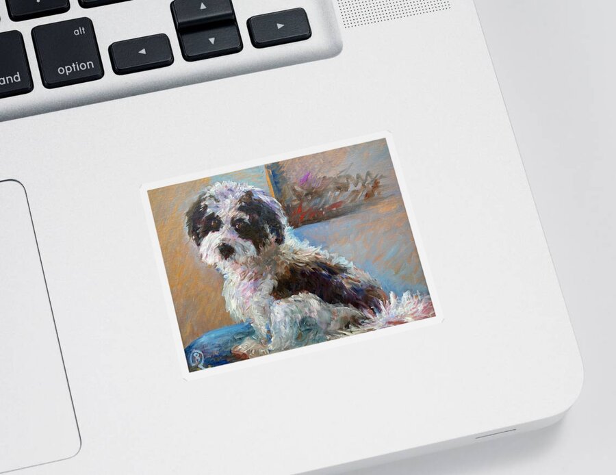 Impressionist Sticker featuring the painting Impressionist Puppy by B Rossitto