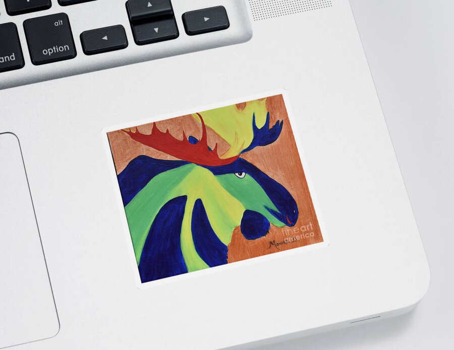 Moose Sticker featuring the painting Impressions of Moose by Monika Shepherdson