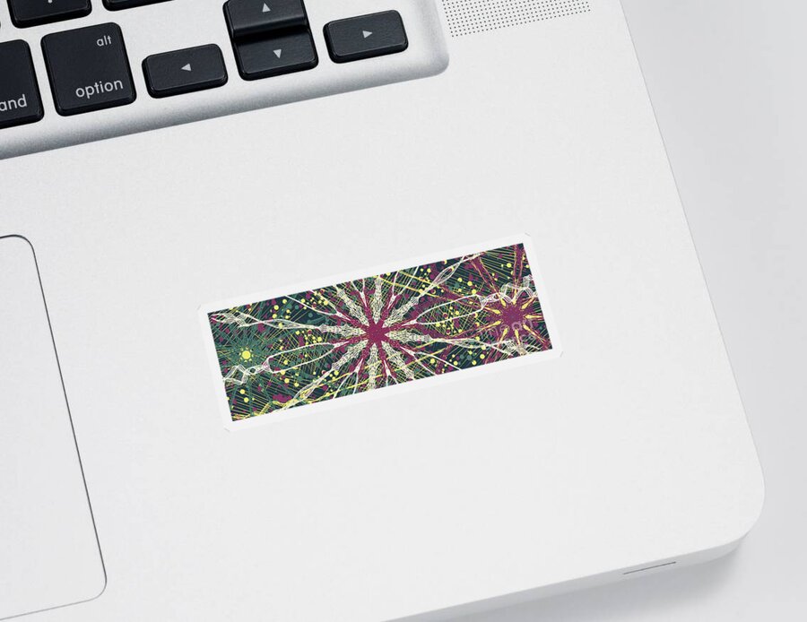 Mandala Sticker featuring the digital art Improvisation 351 by Bentley Davis