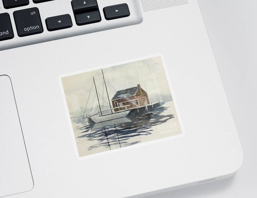 Watercolor Sticker featuring the painting Watercolor In for the Night by Catherine Ludwig Donleycott