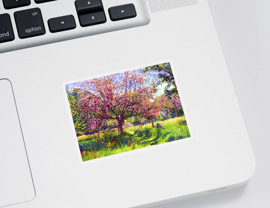 Floral Sticker featuring the painting In Love with Spring, Blossom Trees by Jane Small