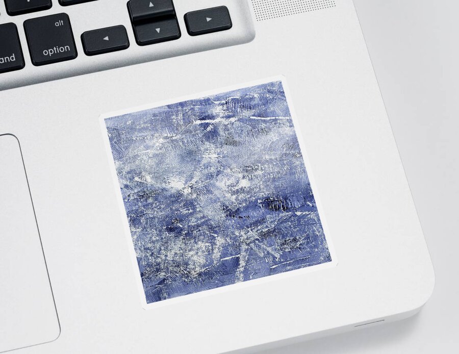 Indigo Sticker featuring the painting INDIGO SURF Blue and White Abstract by Lynnie Lang