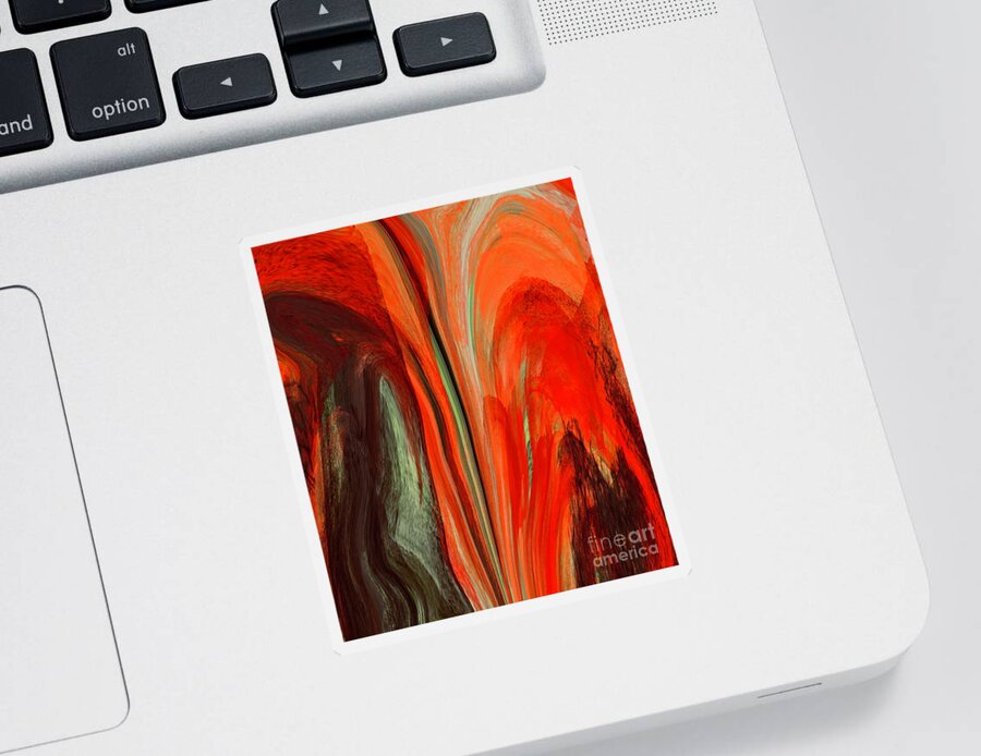 Vibrant Colourful Artwork Sticker featuring the digital art Inferno by Elaine Rose Hayward