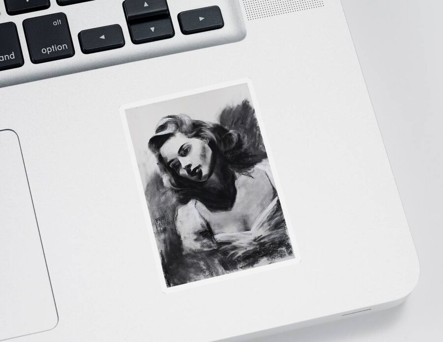 Ingrid Bergman Sticker featuring the drawing Ingrid Bergman by Jordan Henderson