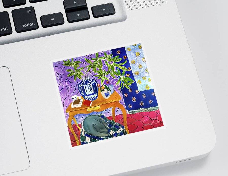 Interior Sticker featuring the painting Interior With a Dog by Henri Matisse 1934 by Henri Matisse