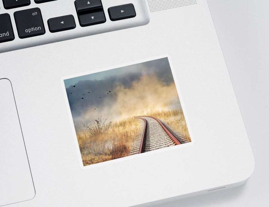 Train Tracks Sticker featuring the photograph Into the Mist - Limited Edition by Shara Abel
