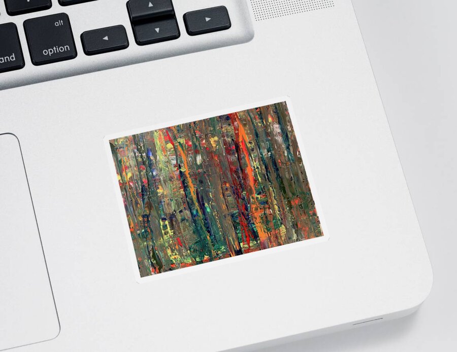 Abstract Sticker featuring the painting Into the Woods 1 by Teresa Moerer