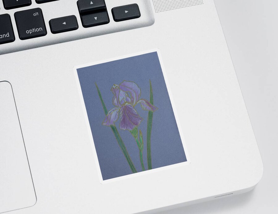 Iris Sticker featuring the drawing Iris onBlue by Masha Batkova